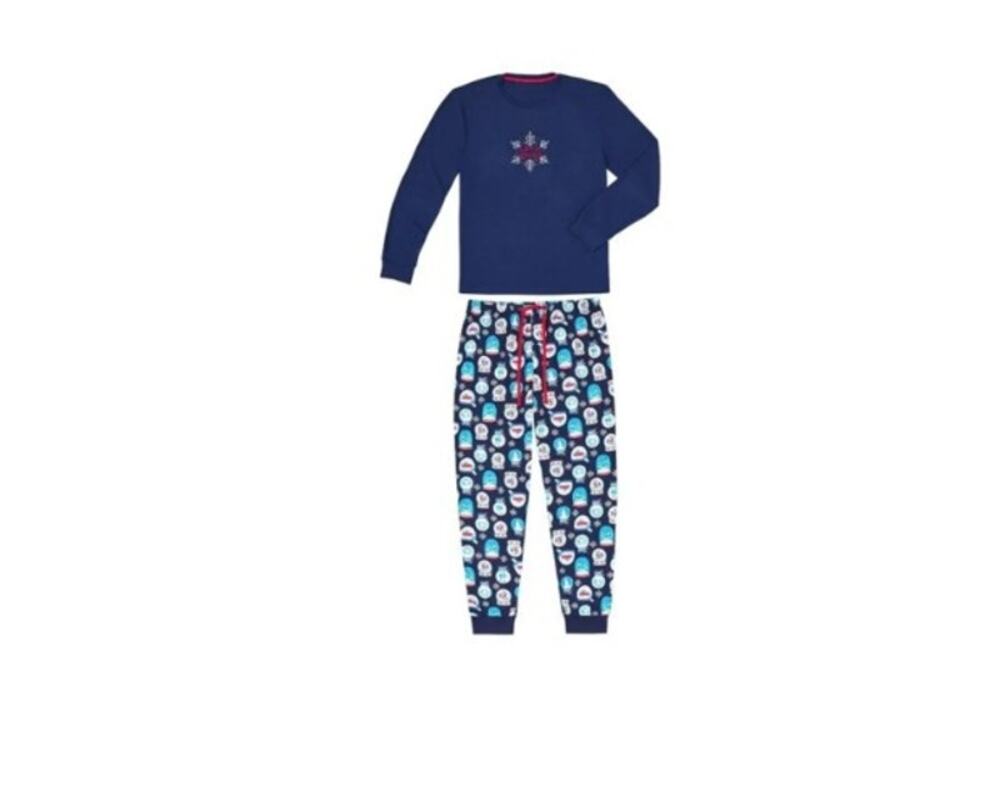 Members Mark Pajama Set Mens M Navy Christmas Let It Snow 2 Piece Snow Globe NWT